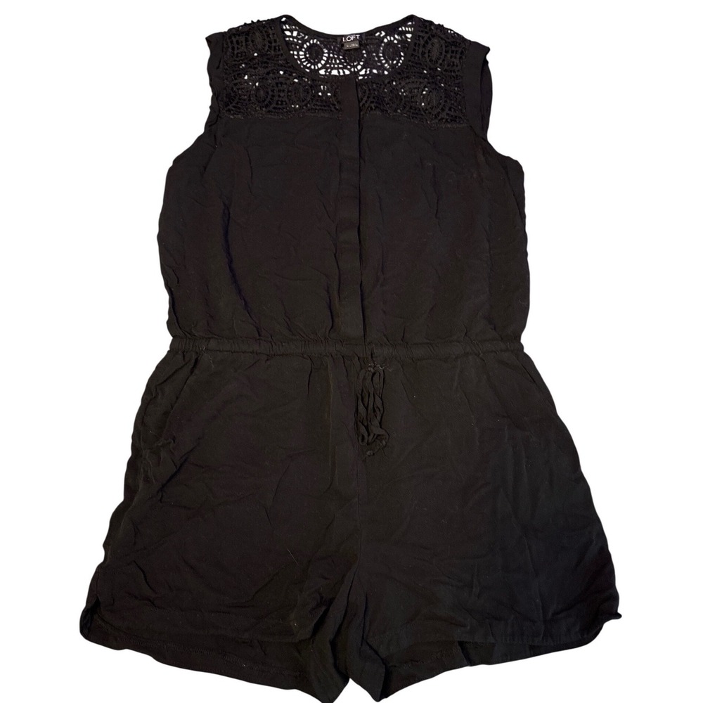 Ann Taylor LOFT Womens Black Sleeveless Crochet Lace Romper, Size M